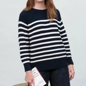 Womens Cotton Ribbed Breton Jumper