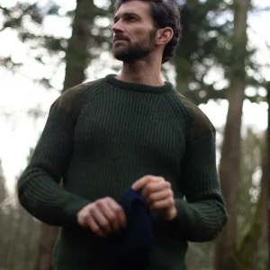 Mens Chunky British Wool Ribbed Shooting Jumper