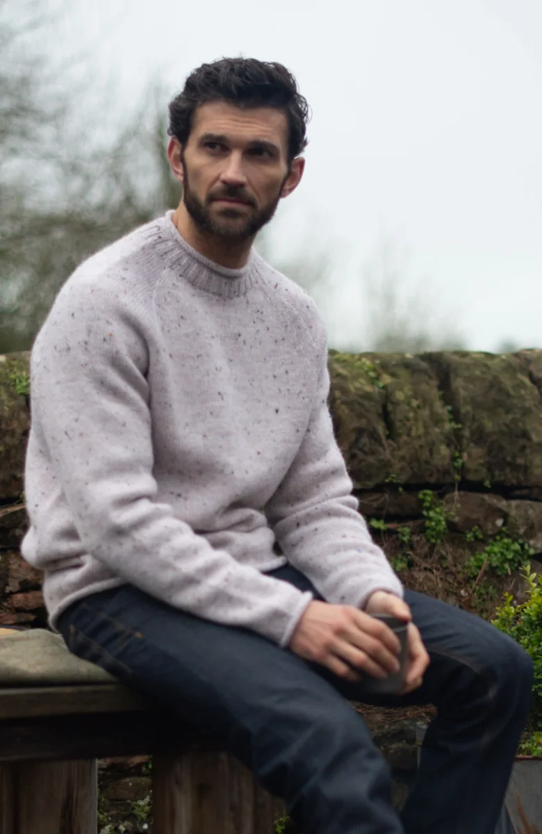 Mens British Wool Fishermans Crew Neck Jumper - Image 2