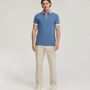 Dylan Striped Collar Pique Polo